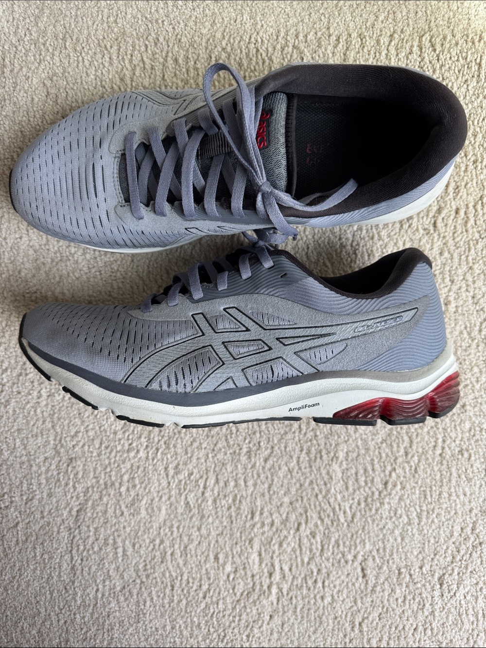 Asics Men's Light Grey Gel Pulse 12 Athletic Running Shoes